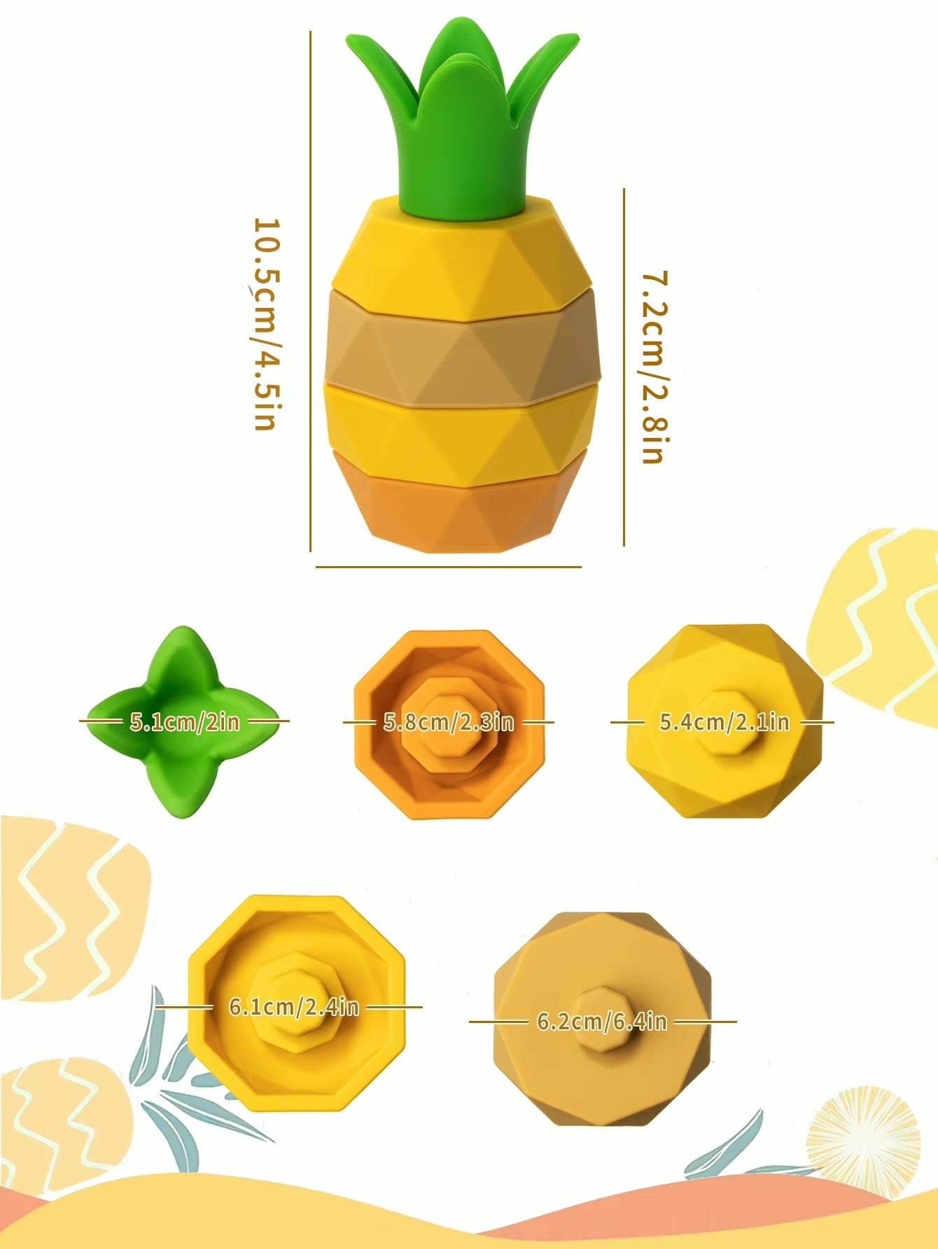 Montessori Silicone Stacking Blocks Sets - Fruits