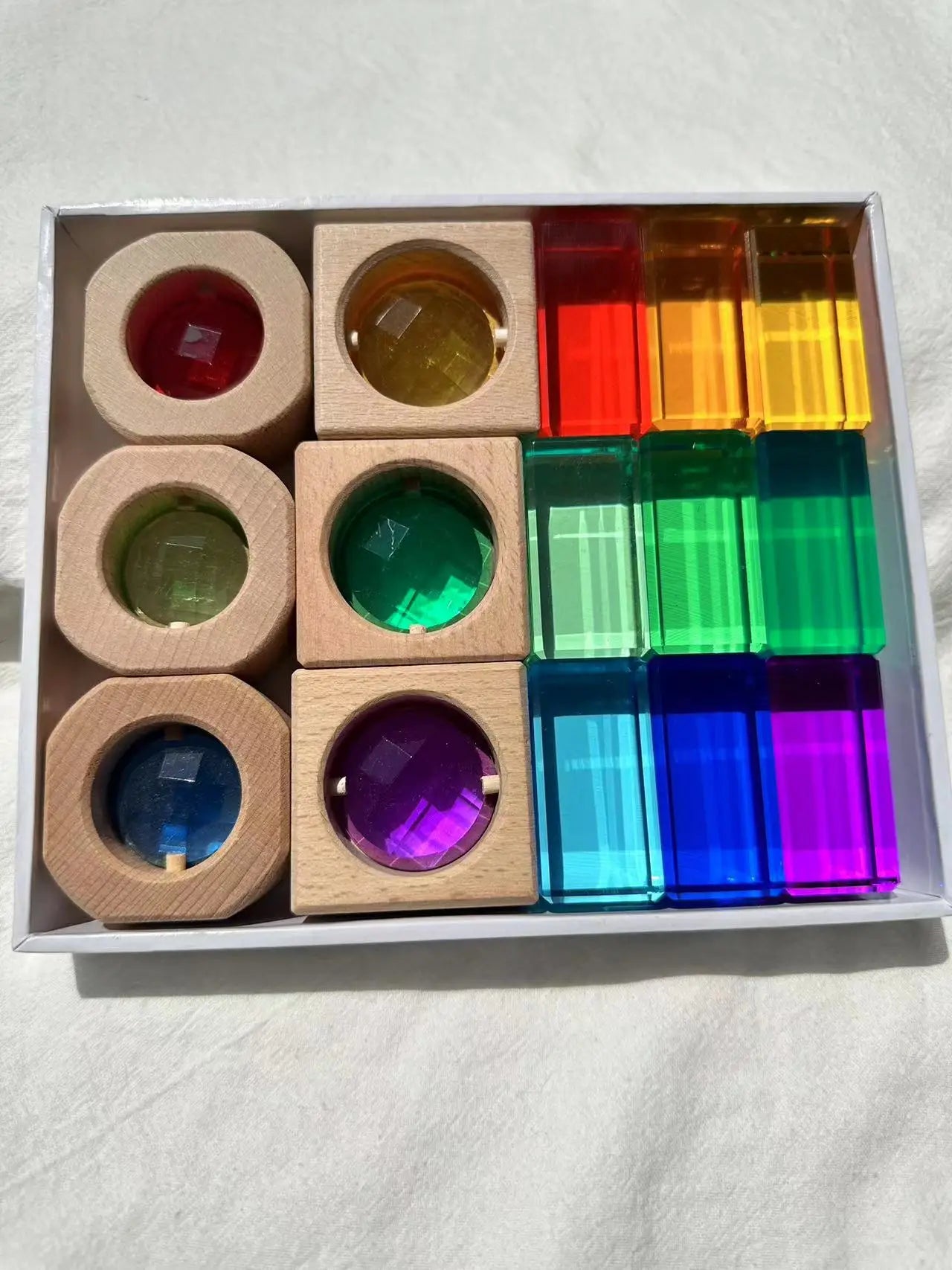 Montessori Wooden and Acrylic See-Through Blocks