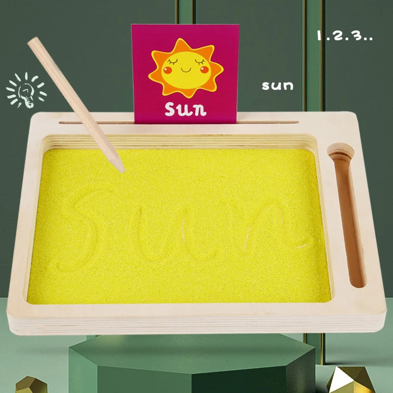 Montessori Wooden Sand Tray with Stylus