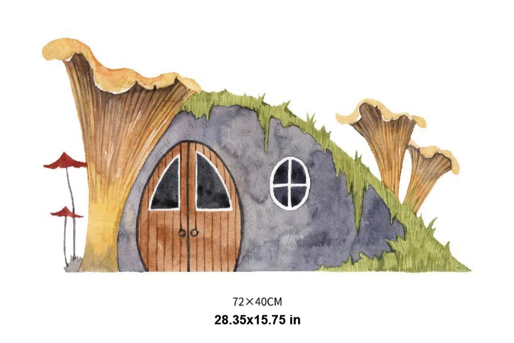 Boho Fabric Mushroom House, Bear & Car Wall Decals