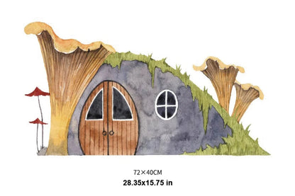 Boho Fabric Mushroom House, Bear & Car Wall Decals