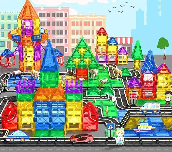 Magnetic Building Blocks Sets, 7.5cm - 104-pcs City Set