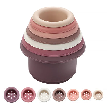 Montessori Silicone Stacking Blocks Sets - Cups