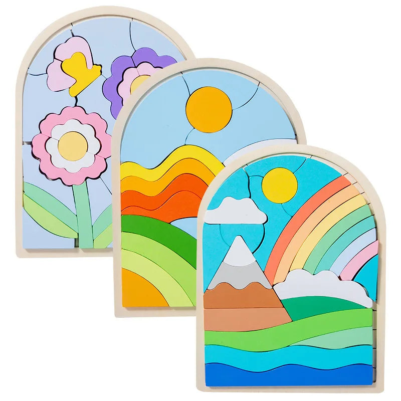 Montessori Wooden Colourful Puzzle Sets