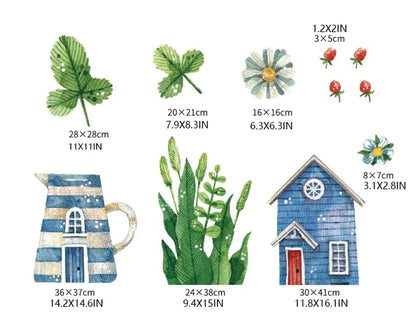 Watercolour House Fabric Wall Murals