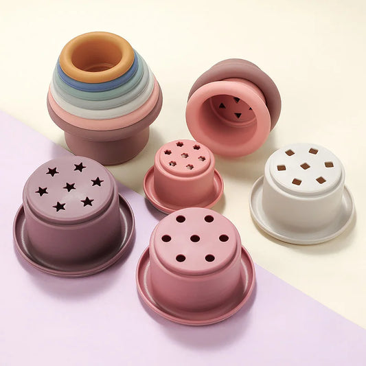 Montessori Silicone Stacking Blocks Sets - Cups
