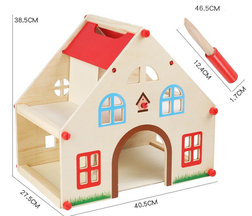 Wooden Children's Play House Villa with Accessories