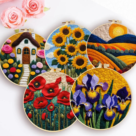 Wool Felting Painting Kits - Flowers