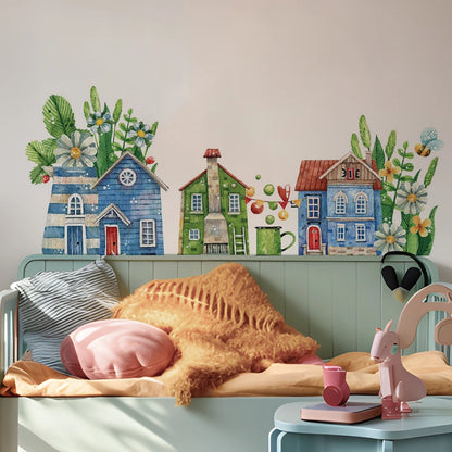 Watercolour House Fabric Wall Murals
