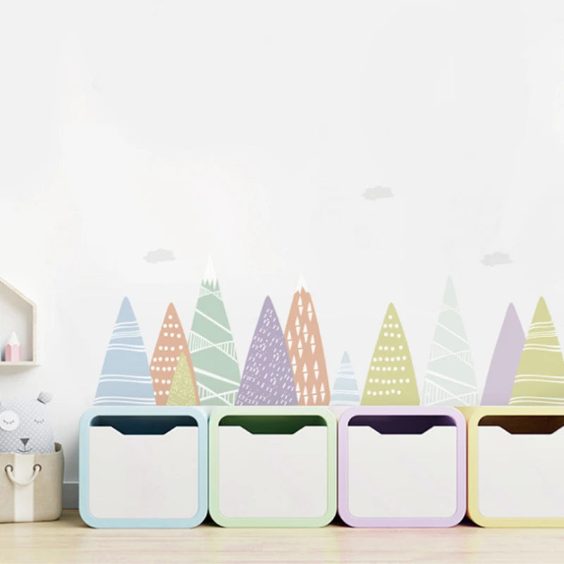 Colourful Cartoon Mountains Fabric Wall Stickers