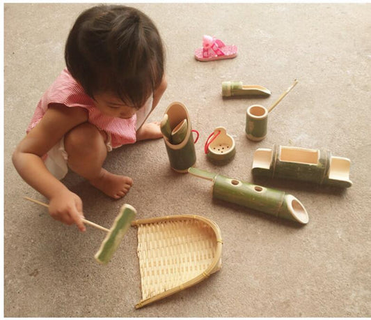 Bamboo Sand & Water Play Set – 10-Piece Eco Toy Kit for Kids