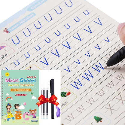 Set of 4 Magic Reusable Drawing & Writing Practice Books with Pen, English