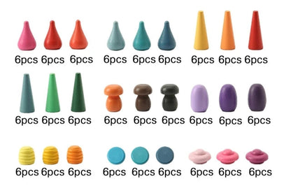 Kids Wooden Montessori Loose Parts for Open-ended Play - Nordic Waldorf-Style
