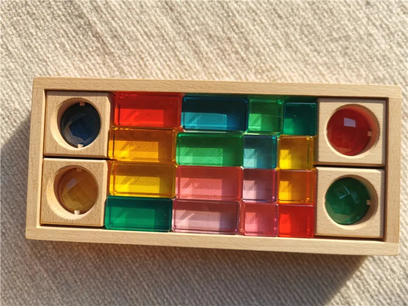 Montessori Wooden and Acrylic See-Through Blocks