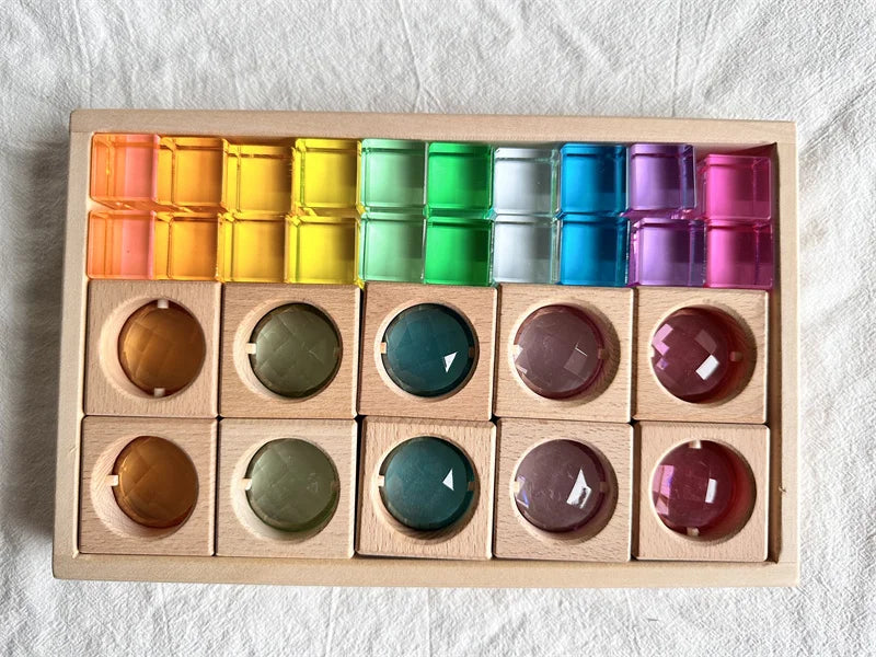 Montessori Wooden and Acrylic See-Through Blocks