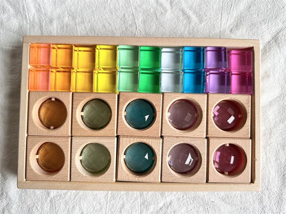Montessori Wooden and Acrylic See-Through Blocks
