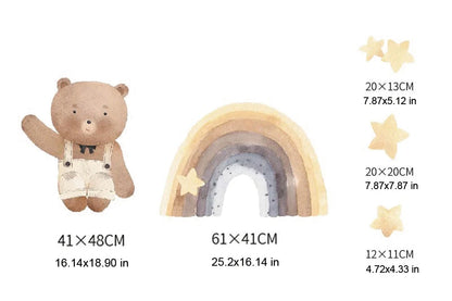 Boho Fabric Wall Decals – Rainbow Bear & Woodland Animals