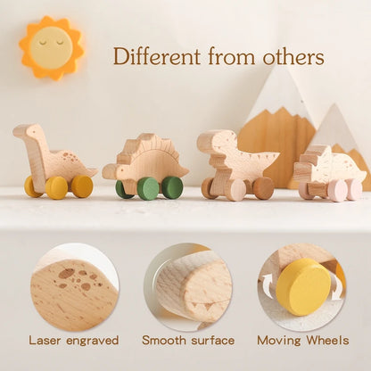 Beech Wood Teether & Montessori Educational Car Toys