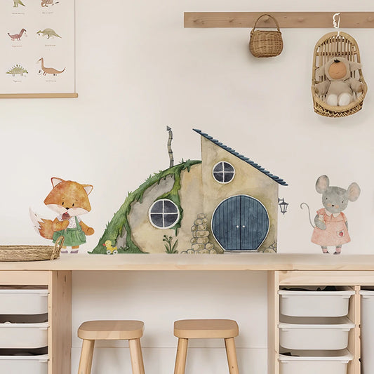 Boho Fabric Cat, Animal & House Design Wall Decals
