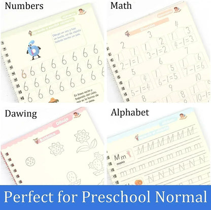 Set of 4 Magic Reusable Drawing & Writing Practice Books with Pens for Duolingo Kids - German