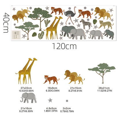 Boho Fabric Bear & Woodland Animals Wall Decal