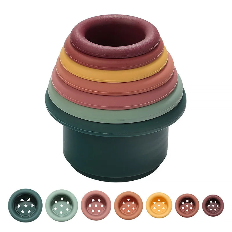 Montessori Silicone Stacking Blocks Sets - Cups