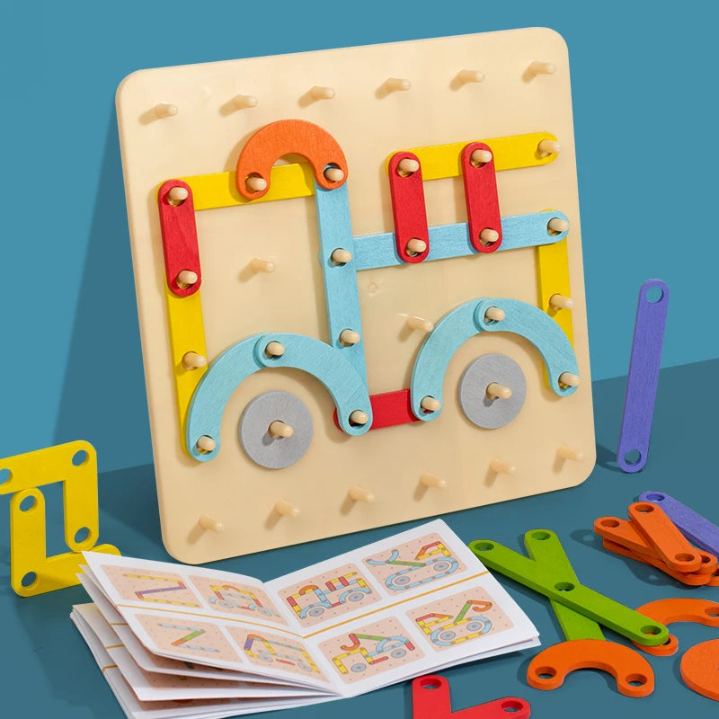Wooden Geometric Peg Board Set