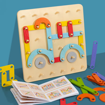Wooden Geometric Peg Board Set