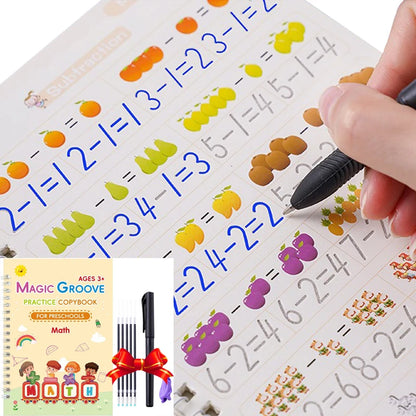 Set of 4 Magic Reusable Drawing & Writing Practice Books with Pen, English