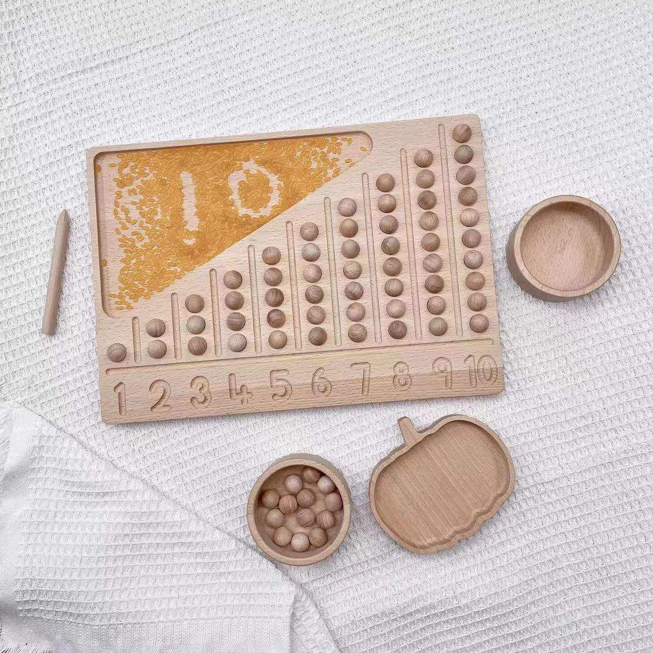 Montessori wooden counting board and beads - 4Kid (replace src with actual image URL)