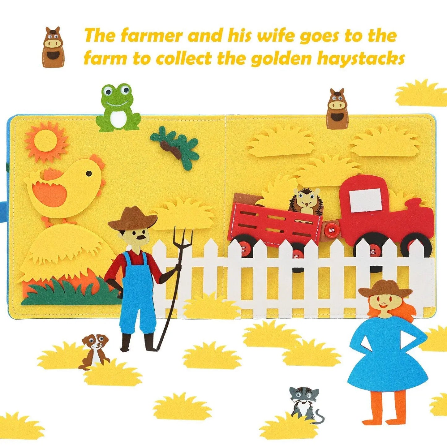 Montessori Farm Animal Busy Board – Quiet Felt Book for Toddlers