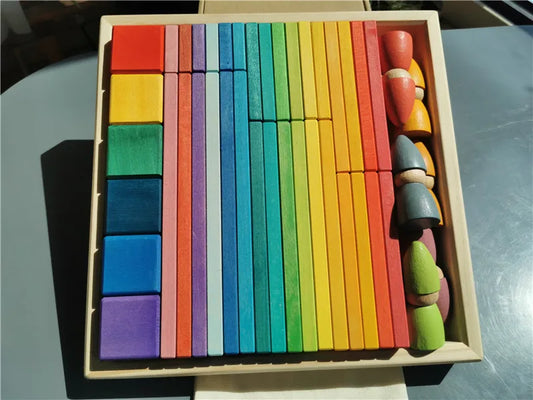 Large Wooden Building Stacking Cube & Block Set, 44 pcs