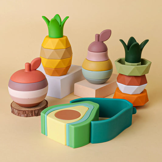 Montessori Silicone Stacking Blocks Sets - Fruits