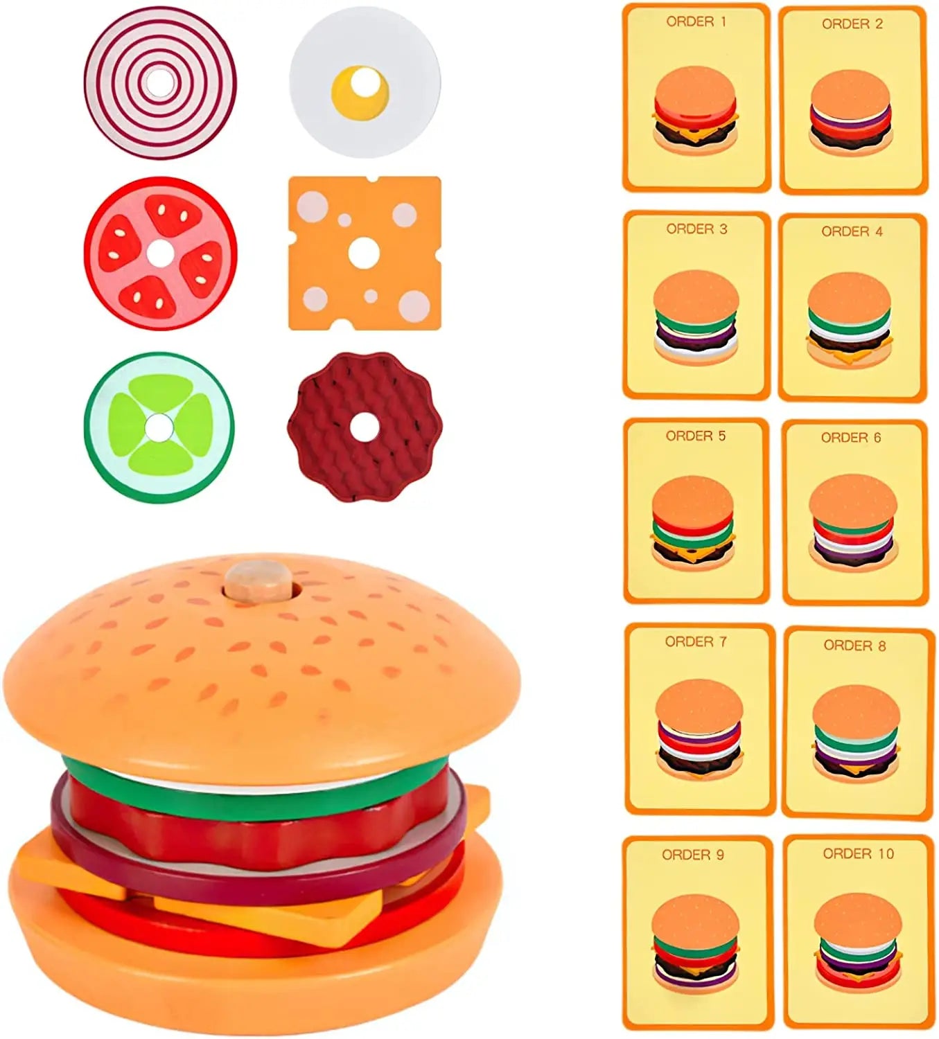 Wooden Burger or Sandwich Stacking Toy