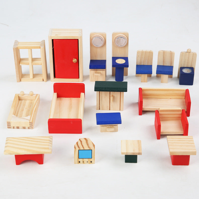 Wooden Children's Play House Villa with Accessories