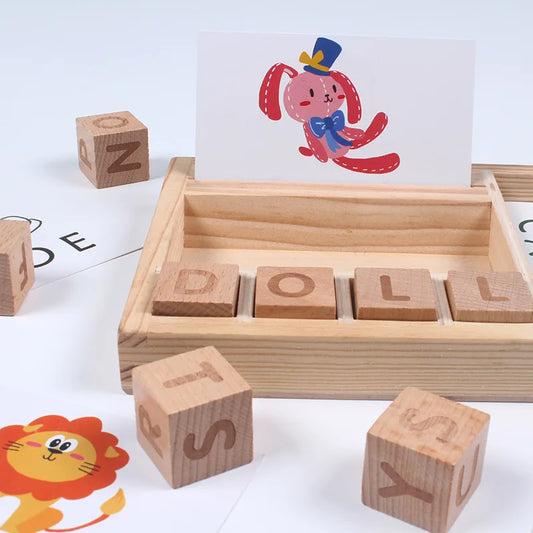 Wooden Cubes Word Game for Kids