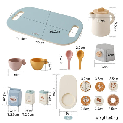 Montessori Wooden & BPA-Free Silicone Pretend Play Teapot Set
