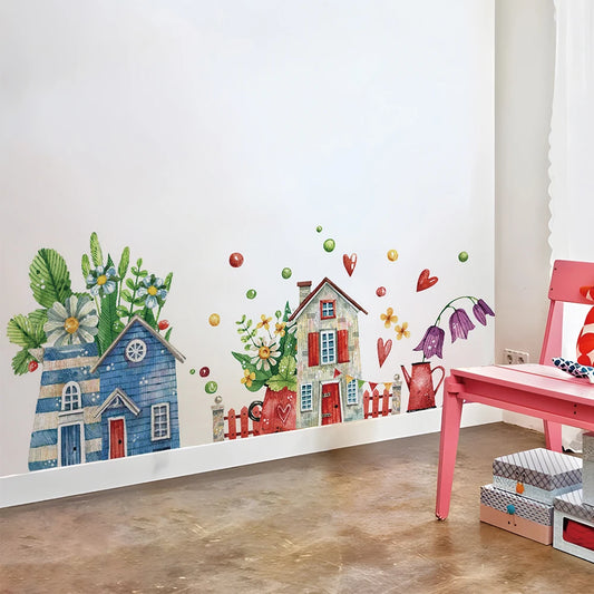 Watercolour House Fabric Wall Murals