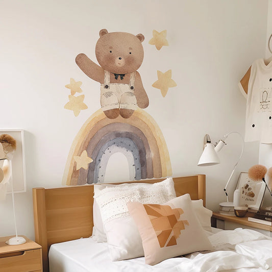 Boho Fabric Wall Decals – Rainbow Bear & Woodland Animals