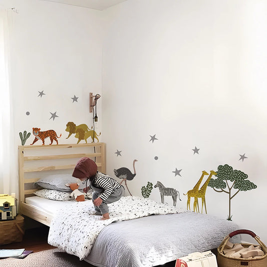 Boho Fabric Bear & Woodland Animals Wall Decal