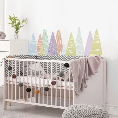 Colourful Cartoon Mountains Fabric Wall Stickers