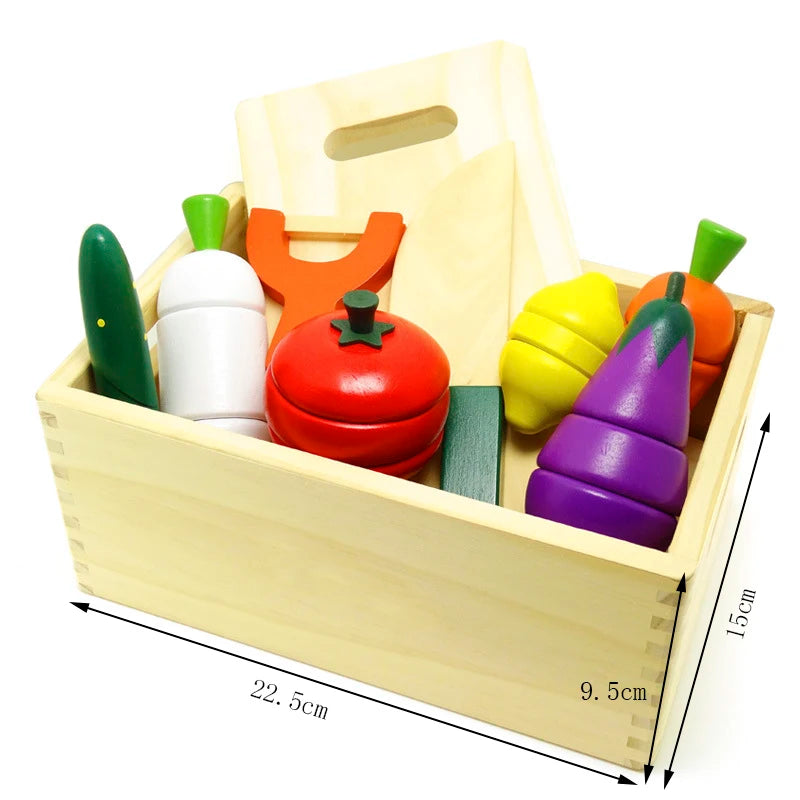 Montessori Wooden Cut Fruits & Vegetables – Simulation Kitchen Play Set