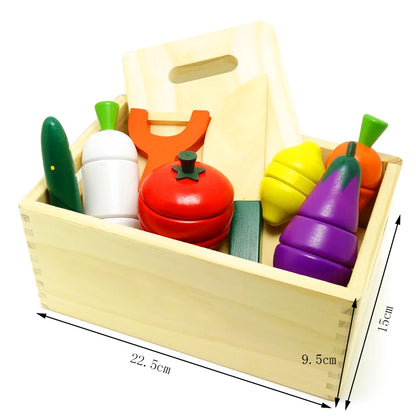 Montessori Wooden Cut Fruits & Vegetables – Simulation Kitchen Play Set