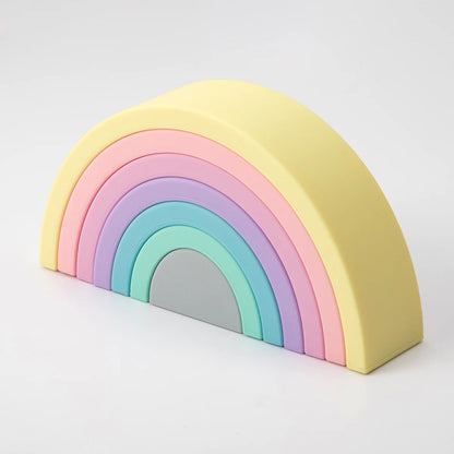 Montessori Silicone Stacking Blocks Sets - Rainbow