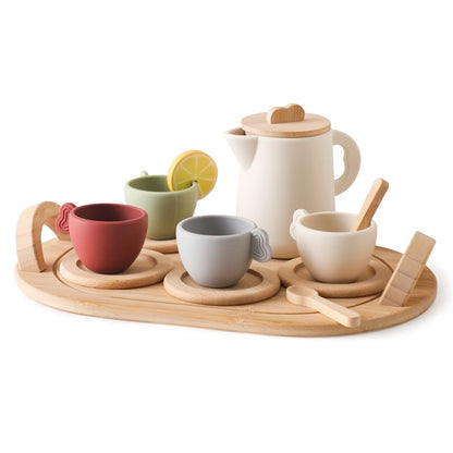 Montessori Wooden & BPA-Free Silicone Pretend Play Teapot Set