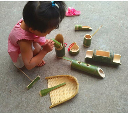Bamboo Sand & Water Play Set – 10-Piece Eco Toy Kit for Kids