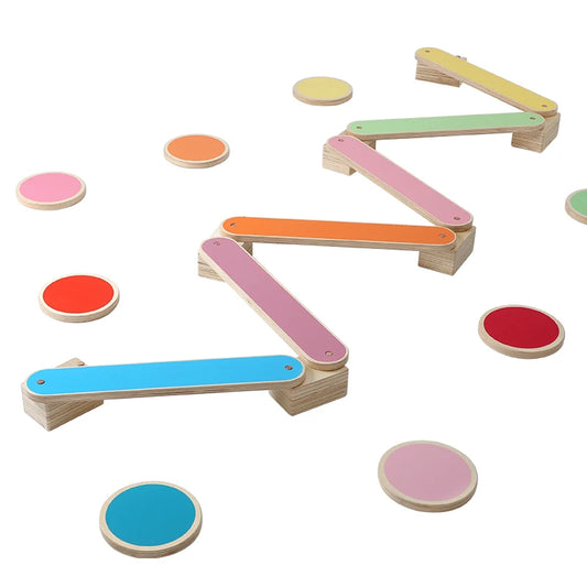 23-Piece Montessori Wooden Balance Bridge Set – Sensory & Motor Skills Training