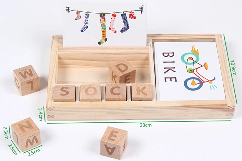 Wooden Cubes Word Game for Kids