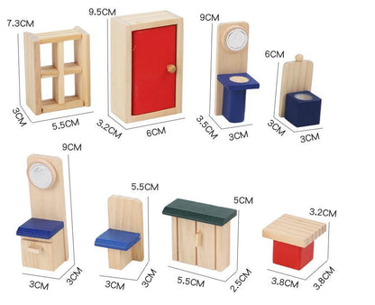 Wooden Children's Play House Villa with Accessories