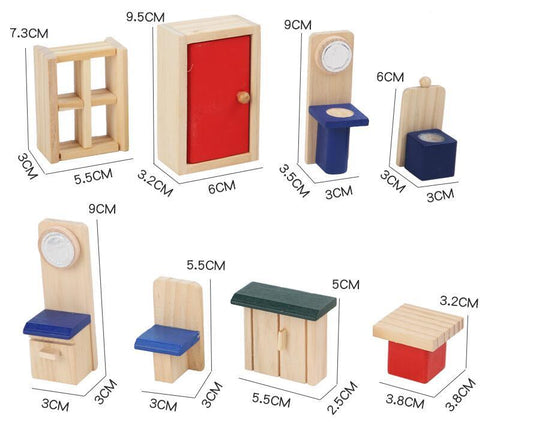 Wooden Children's Play House Villa with Accessories